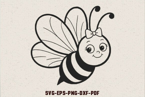 Cute Bee Animal SVG Funny Bee SVG Graphics for Crafts