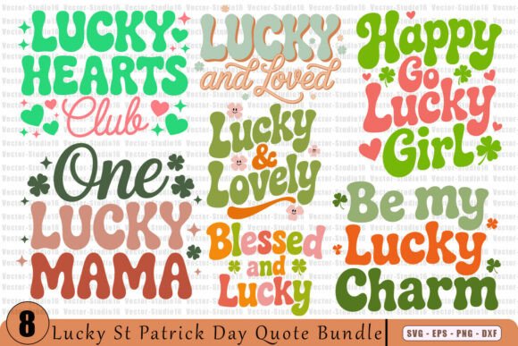 Lucky St Patrick Quote Bundle SVG for Graphics & Crafts