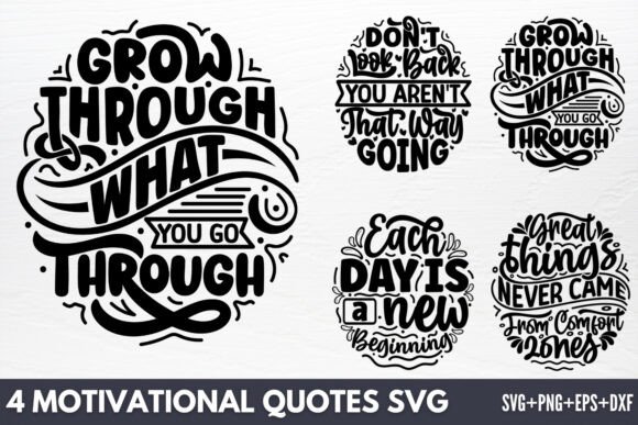 Motivational Quotes SVG, 4 SVG Design Graphics for Crafts